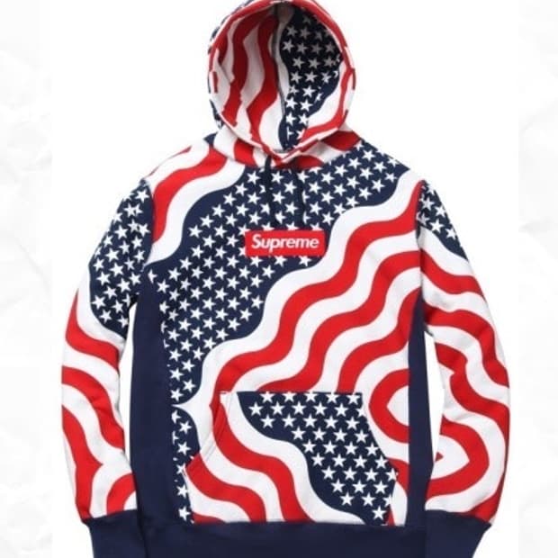 슈프림 성조기 박스로고 후드