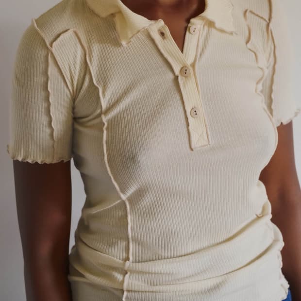 [S,M,L]베이스레인지 Omato 폴로 저지  탑/오프 화이트