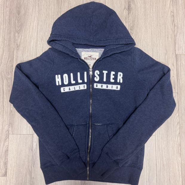 홀리스터 네이비 핑거홀 후드집업