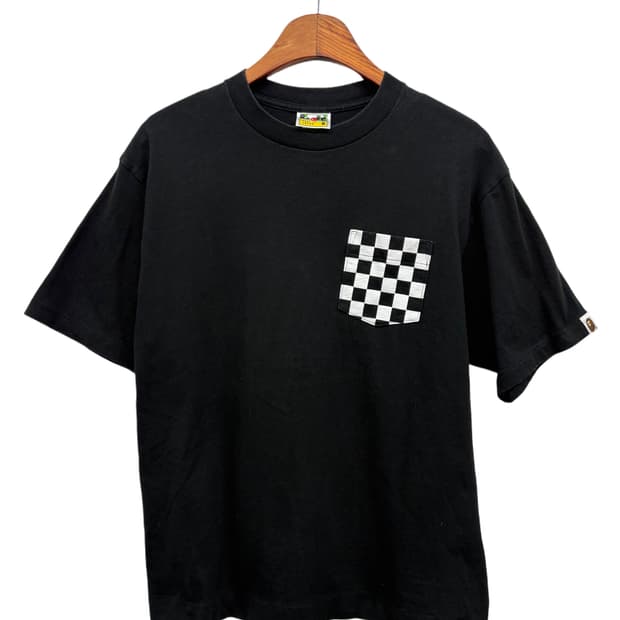 Bape 체커 로고 프린트  반팔티