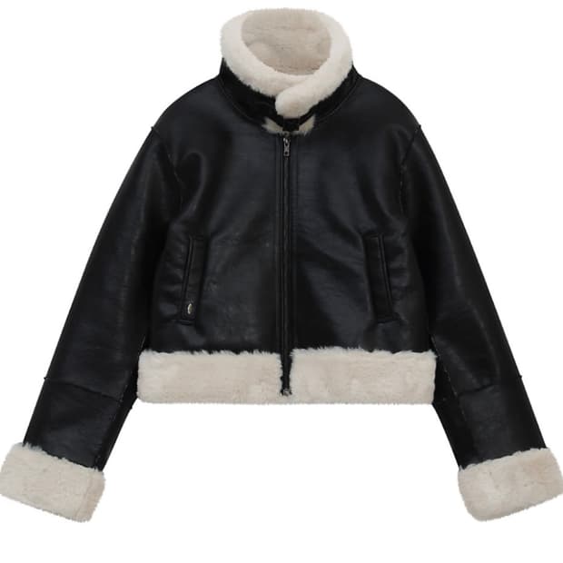 보헤미안서울숏무스탕 slim fit shearling jacket 네고O