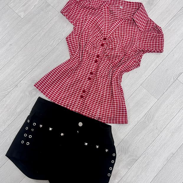 일본풍 빈티지 체크 반팔 셔츠 판매