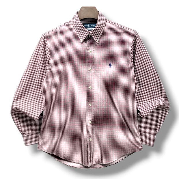 [M] 폴로 브라운&화이트 깅엄 커스텀핏 긴팔셔츠