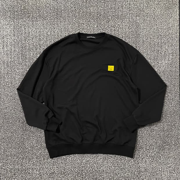 빈티지9. 아크네스튜디오 페이스 패치 맨투맨 스웻셔츠 블랙 옐로우