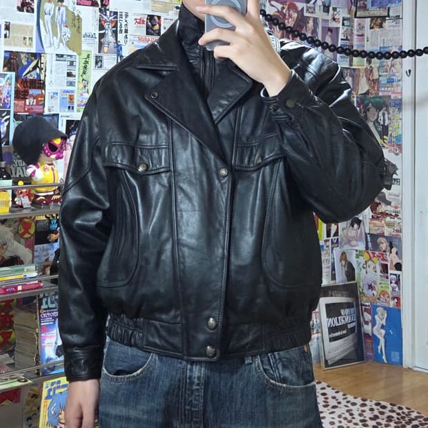 드럼다이드 소가죽 레이어드 봄버 자켓