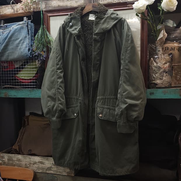 빈티지 프랑스군 m64 밀리터리 모즈파카 올리브 그린 페이딩 92L