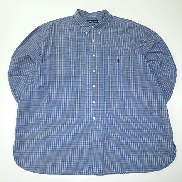 CL259 3XL 폴로 90s 코튼나일론 그래프체크 블루네이비 셔츠남방