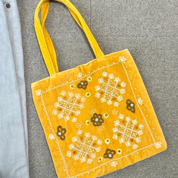 벨벳 비즈 에코백