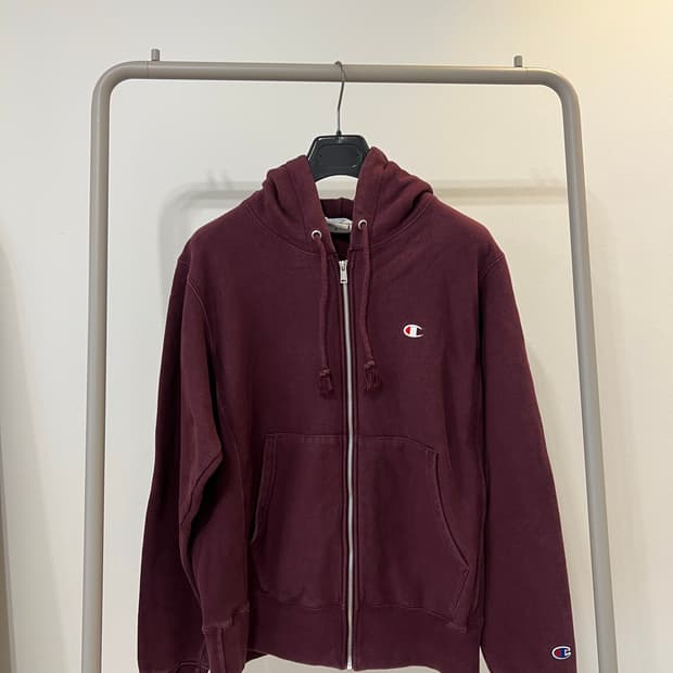 챔피온 리버스위브 후드집업 S 사이즈 버건디
