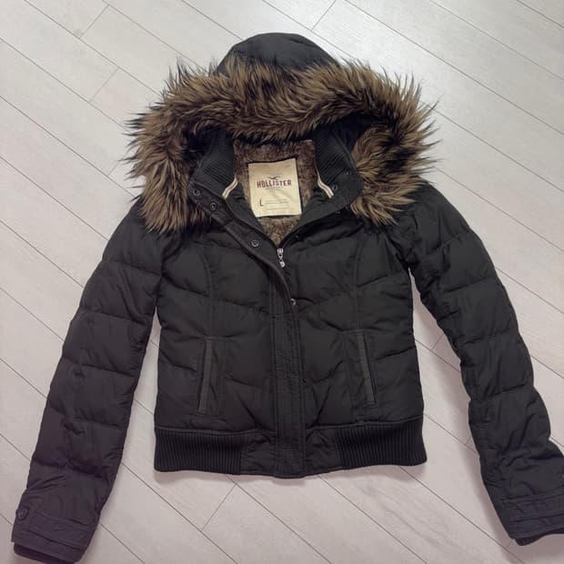 홀리스터 울프죠 털 후드 패딩 L