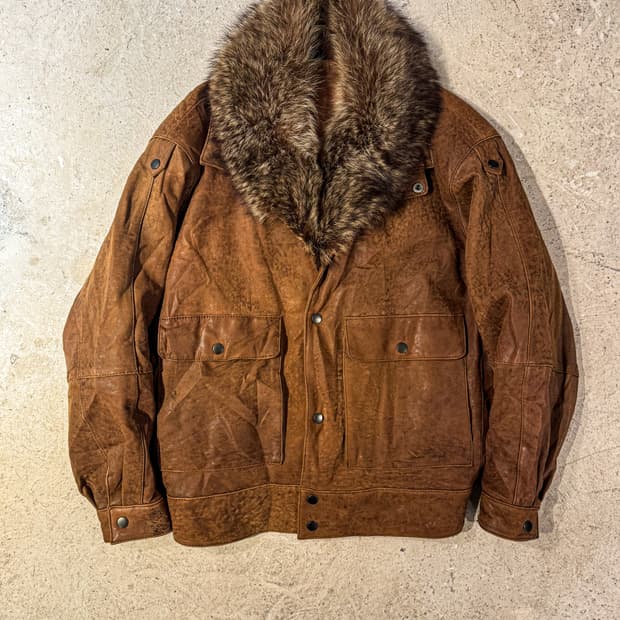 Leather Wear –  Fur Collar Leather Jacke