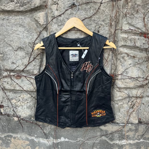 할리데이비슨 빈티지 개별 패치 업 소가죽 레더 베스트 조끼