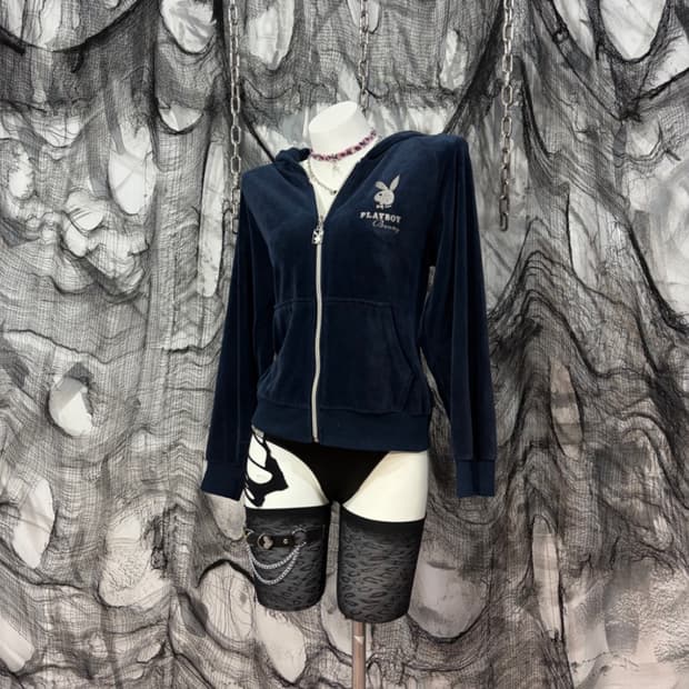 play boy bunny Velvet Glitter Hoodie Zip
