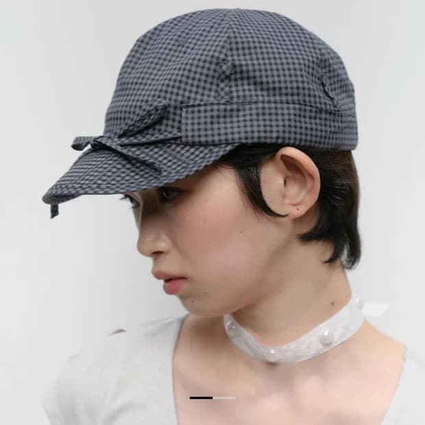 타입서비스 Checkered Ribbon cap 모자 캡