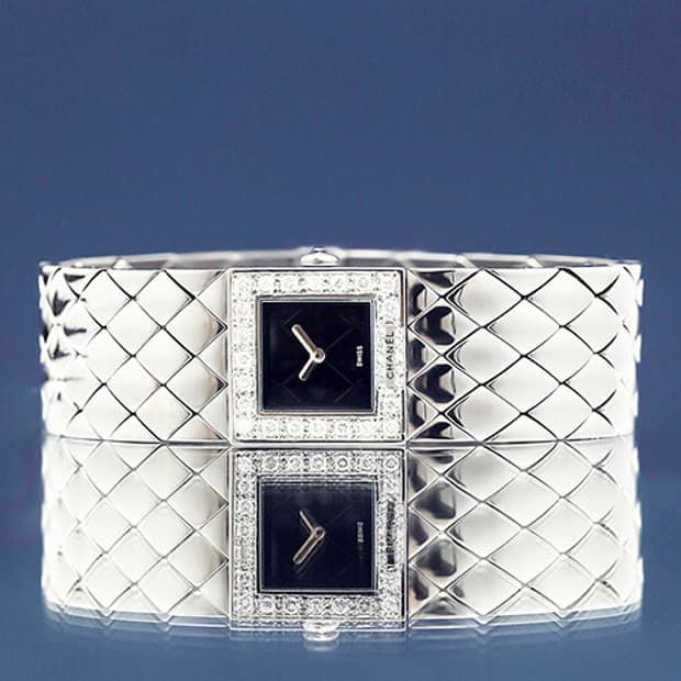 샤넬 블랙 퀼팅 다이얼 최고급 빅다이아 여성 스틸 시계