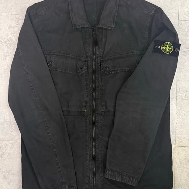 스톤아일랜드 브러쉬드 오가닉 코튼 오버셔츠 블랙 L