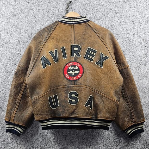 아비렉스 아이콘 가죽 브라운 블루종 자켓 ( XS ) / 10980