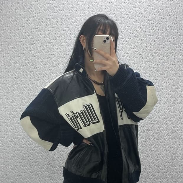 카스텔바작 피넛 키치 스누피 자수 레더 자켓 110 C08805