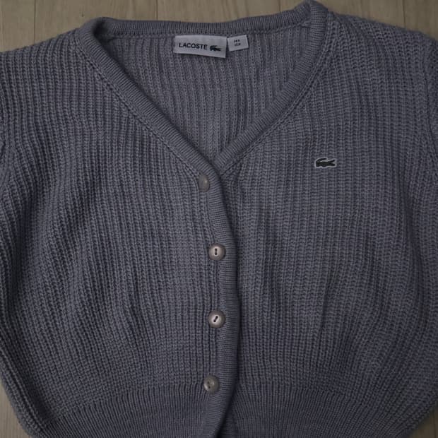 라코스테 여성 크롭 가디건