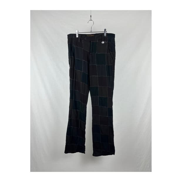 Vintage (maede in japan) 패치워크 코튼 부츠컷팬츠