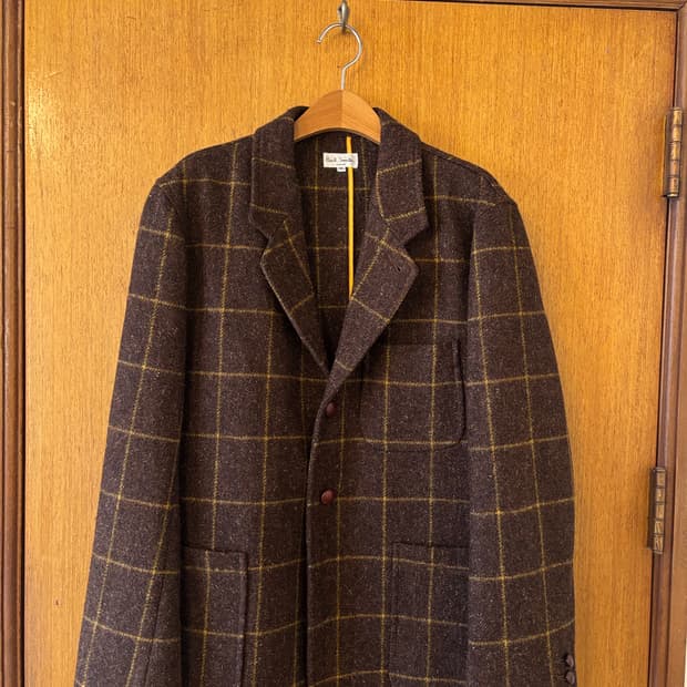 폴스미스 브라운 체크 트위드 블레이저
