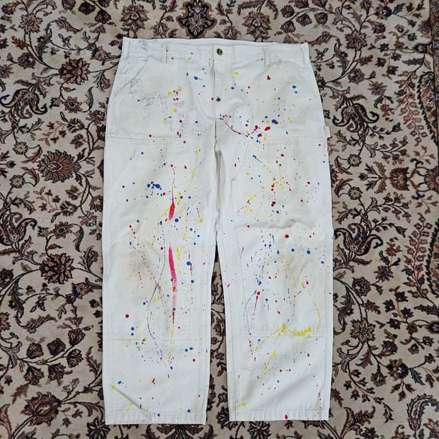 칼하트 더블니 팬츠 페인팅 데미지 크림 40x30