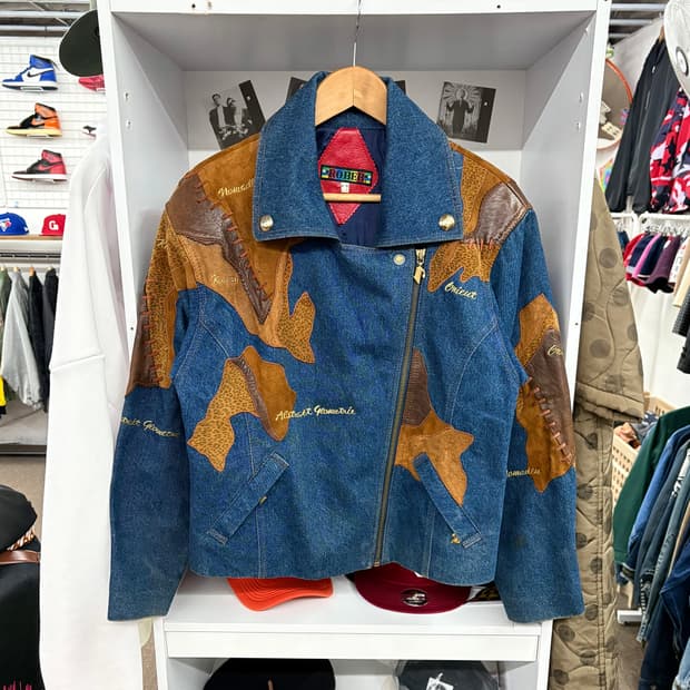 (L) 90s ROBER 양가죽 웨스턴 데님 자켓