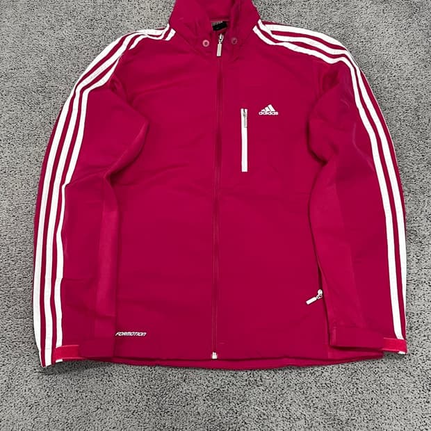 (95) 아디다스 포모션 삼선 바람막이 핑크