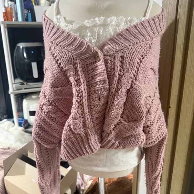 빈티지 말린장미빛핑크 가디건