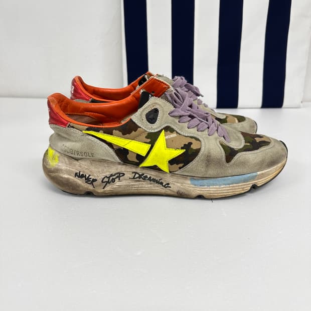 골든구스 러닝 카모 스니커즈 형광 스타 빈티지 41사이즈