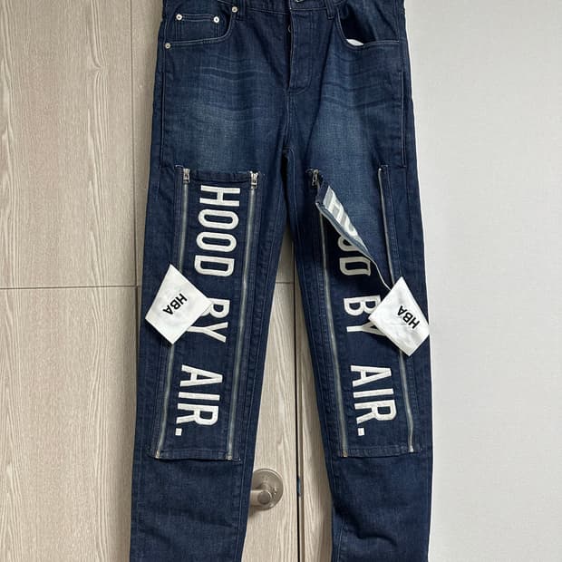 후드바이에어 zip logo 데님진