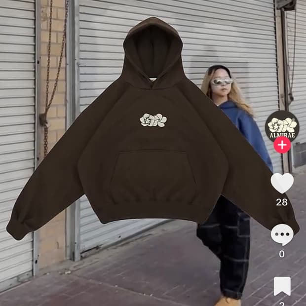 알미래 크롭 후드티 브라운 s