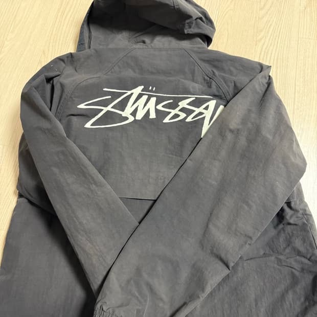 스투시 비치 쉘 웨이브 다이 자켓 블랙 S
