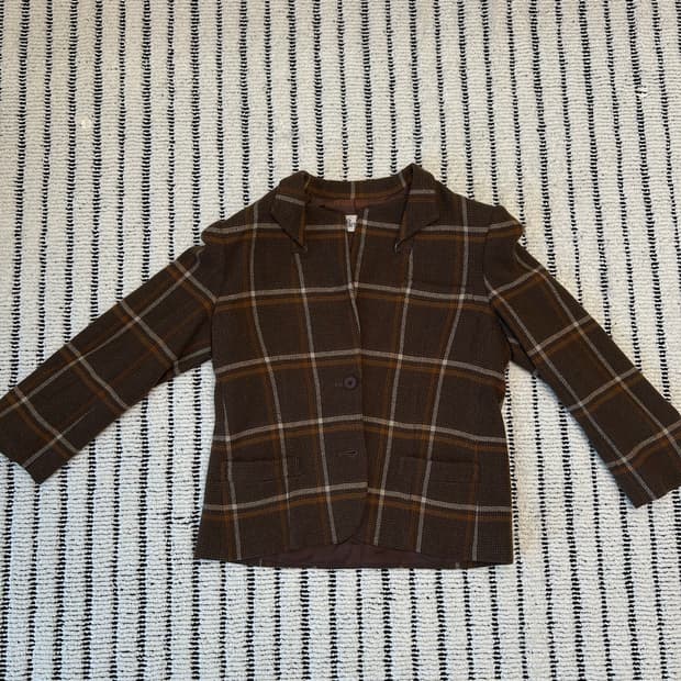 체크 숏 빈티지 자켓