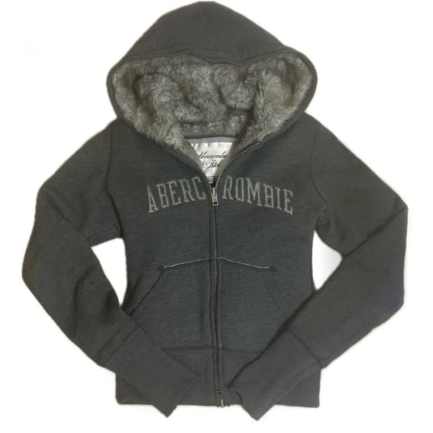 아베크롬비 빈티지 퍼 후드집업 울프죠 차콜