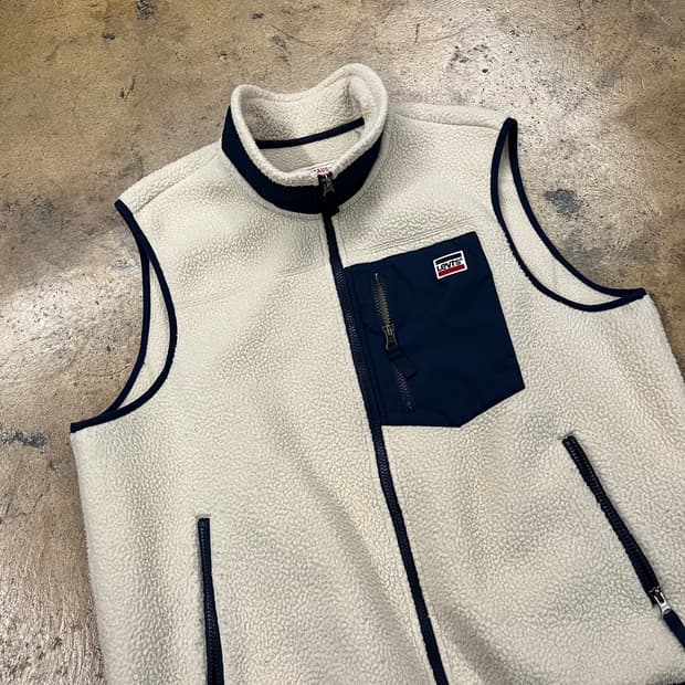 [정품/XL] 리바이스 아이보리 네이비 플리스 조끼 b15