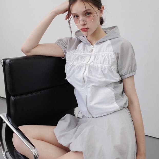드라이로즈 Larva wrinkle라바 윙클 후드집업 화이트