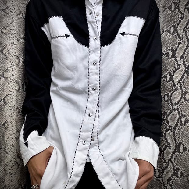 [Western]Black&White Western Over-Fit Sh