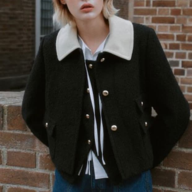 [새상품 택포] 앳코너 카라 탈부착 트위드 자켓