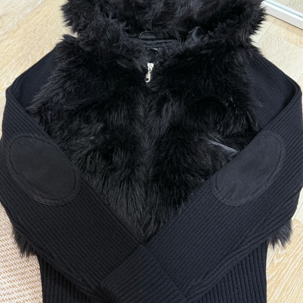 빈티지 퍼 니트집업