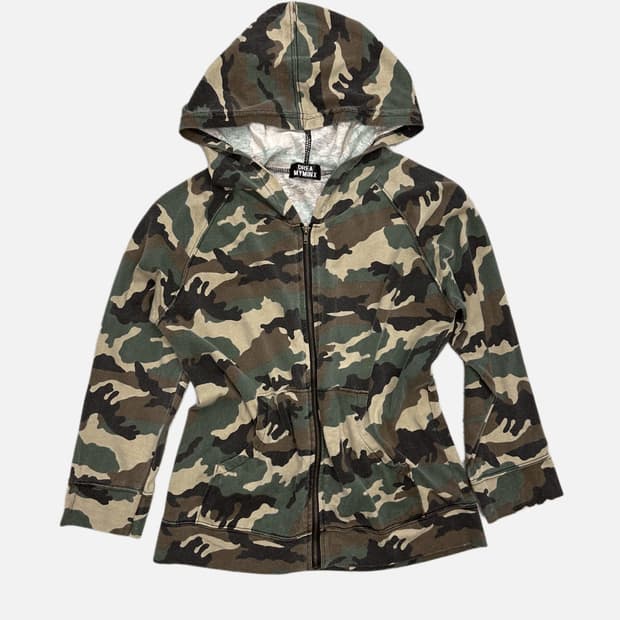 DREA MY MINX camo pattern hood zip-up