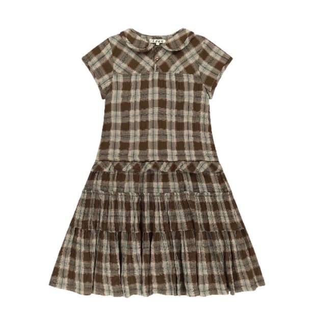 (2) 코이세이오 로우 엣지 체크 원피스 브라운