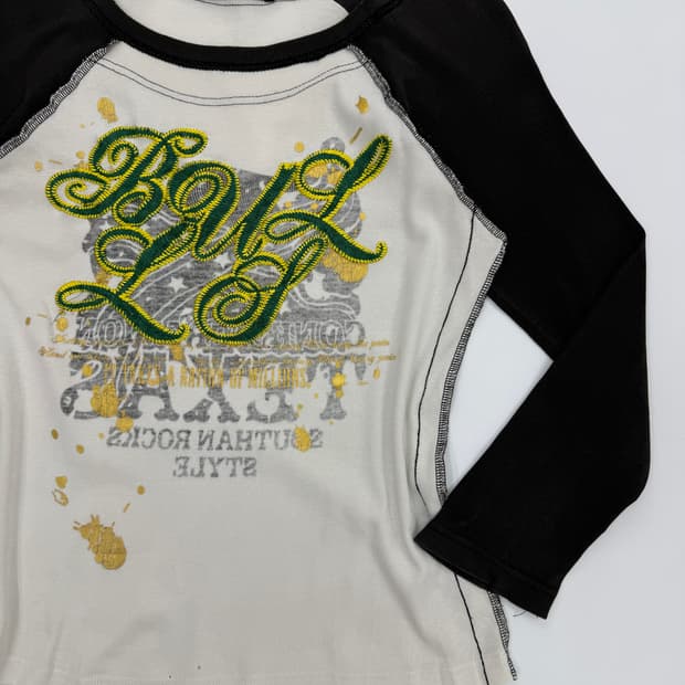 빈티지 레터링 고딕 펑크 긴팔티