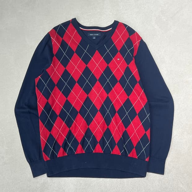 타미힐피거 아가일 패턴 니트 s09338
