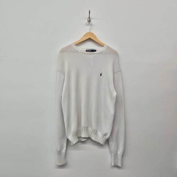 폴로 랄프로렌 화이트 니트 스웨터 남녀공용 L