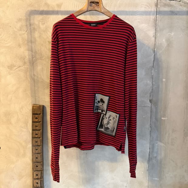 디젤 롱슬리브 크루넥 티셔츠 100