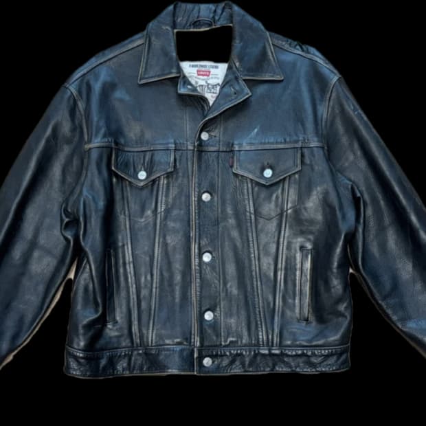 리바이스 TYPE 3 블랙 레더자켓