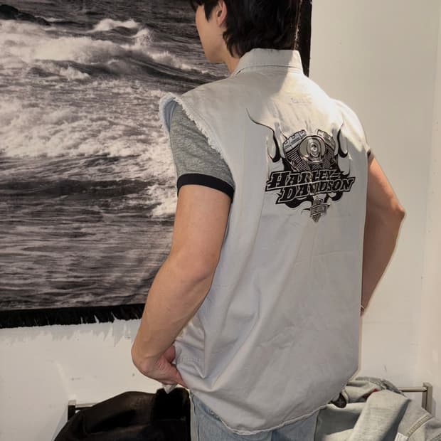 할리데이비슨 플레임 트윈캠 코튼 바이커 베스트 조끼 XL