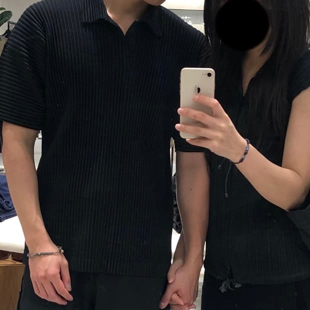 이세이미야케 옴므 플리세 폴로 티셔츠 블랙