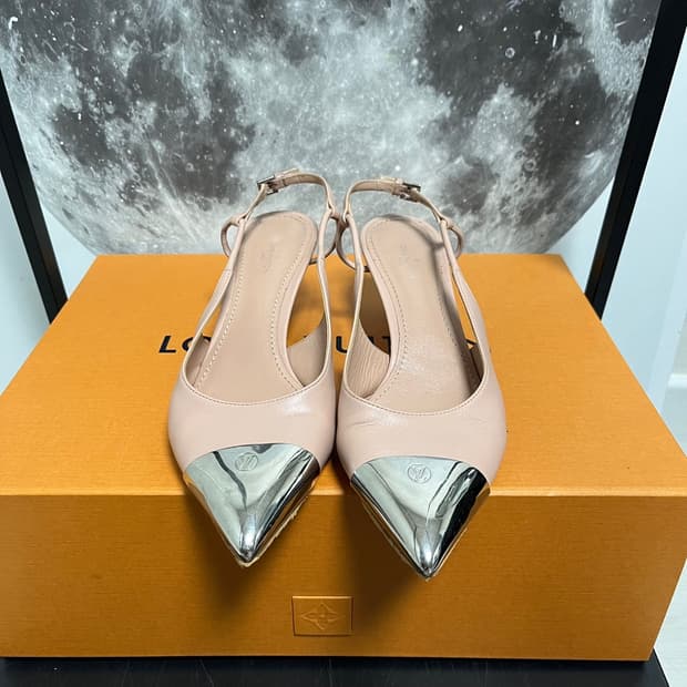 정품 36.5) 루이비통 핑크 시티 어반 슬링백 펌프스 힐 230~235